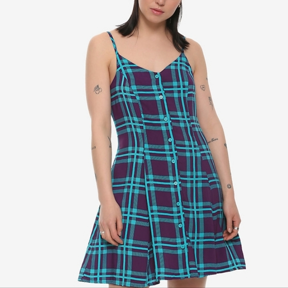 Midnight hour plaid blue skate dress hottopic